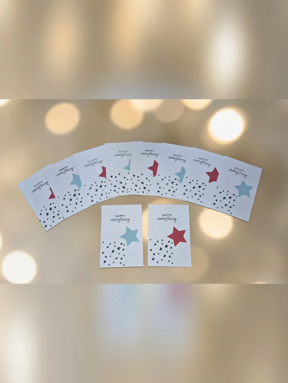 Handcrafted 'Happy Everything' Patriotic Star Cards - Set Of 10 🇺🇸